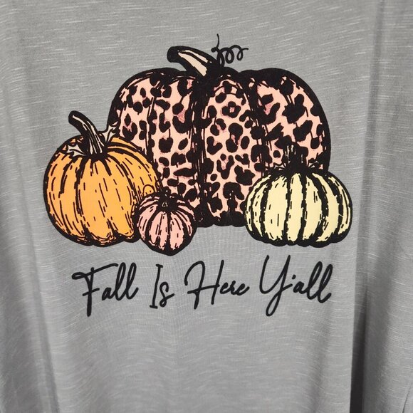 Truself "Fall Is Here Y'all" Cuffed Short Sleeve Shirt Size 1X - Picture 2 of 7